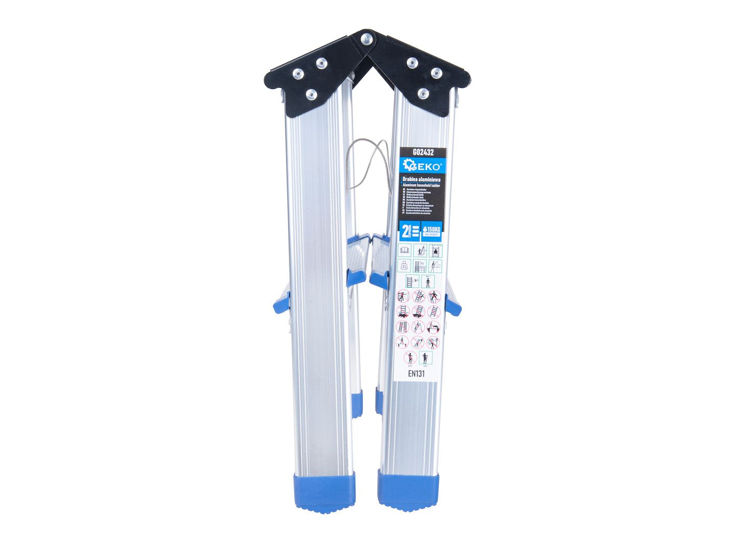 Scara dubla din aluminiu cu 2 trepte, capacitate maxima 150 kg, Geko G02432