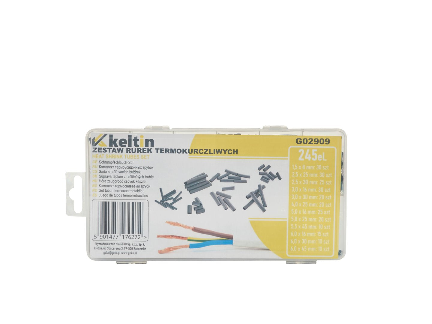 Set tuburi termocontractabile negre, 245 bucati, Geko G02909