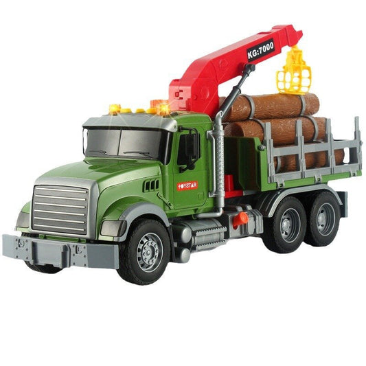 Camion pentru transport lemn cu macara, efecte sonore si luminoase, Lean 20486