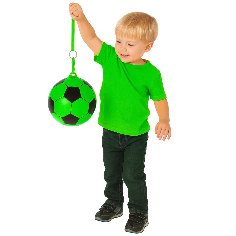Minge de fotbal din cauciuc cu maner, verde, 22 cm, Lean 27224