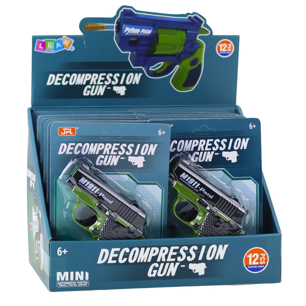 Pistol de jucarie Decompression Gun, 8 cartuse, 12.5 x 8.5 x 2 cm Lean 28655