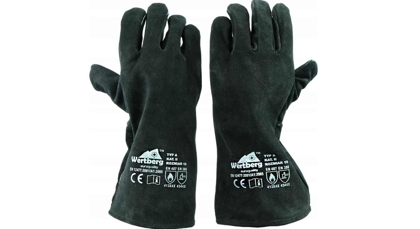 Manusi de sudura din piele Wertberg RSW Black - Marimea 10 (L/XL), protectie termica, piele bovina, Harder HD1774