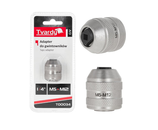 Adaptor pentru tarozi, 1 / 4", M5-M12, Cr-V, Tvardy T00034