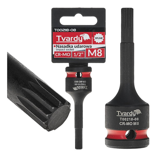 Cheie tubulara de impact SPLINE 1 / 2", M8, Cr-Mo, Tvardy T00218-08