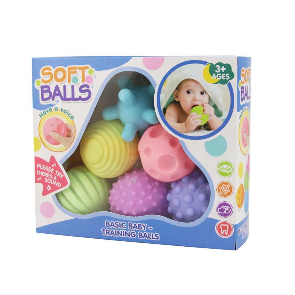 Set mingi senzoriale pentru copii, multicolor, 6 bucati, Lean 25052