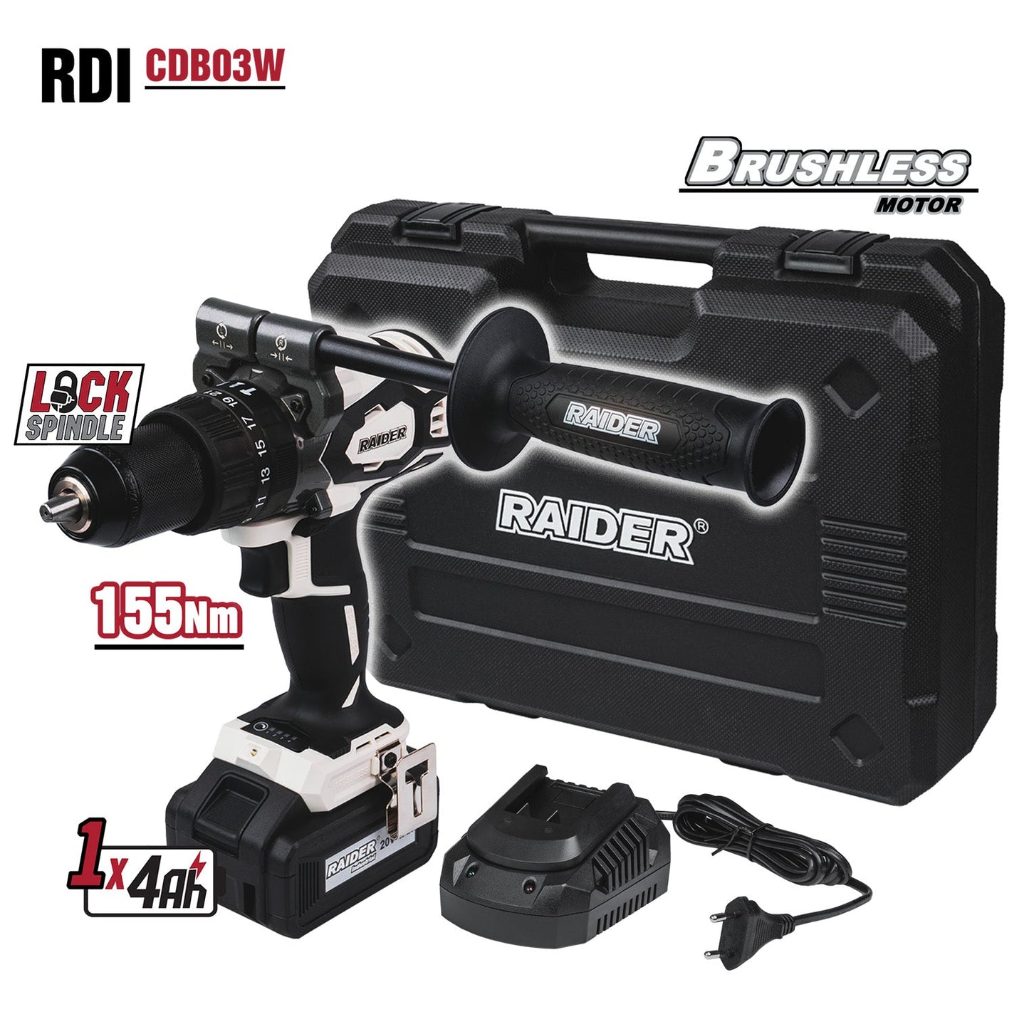 Masina de gaurit cu percutie RDI-CDB03W, 20 V, Raider 011503