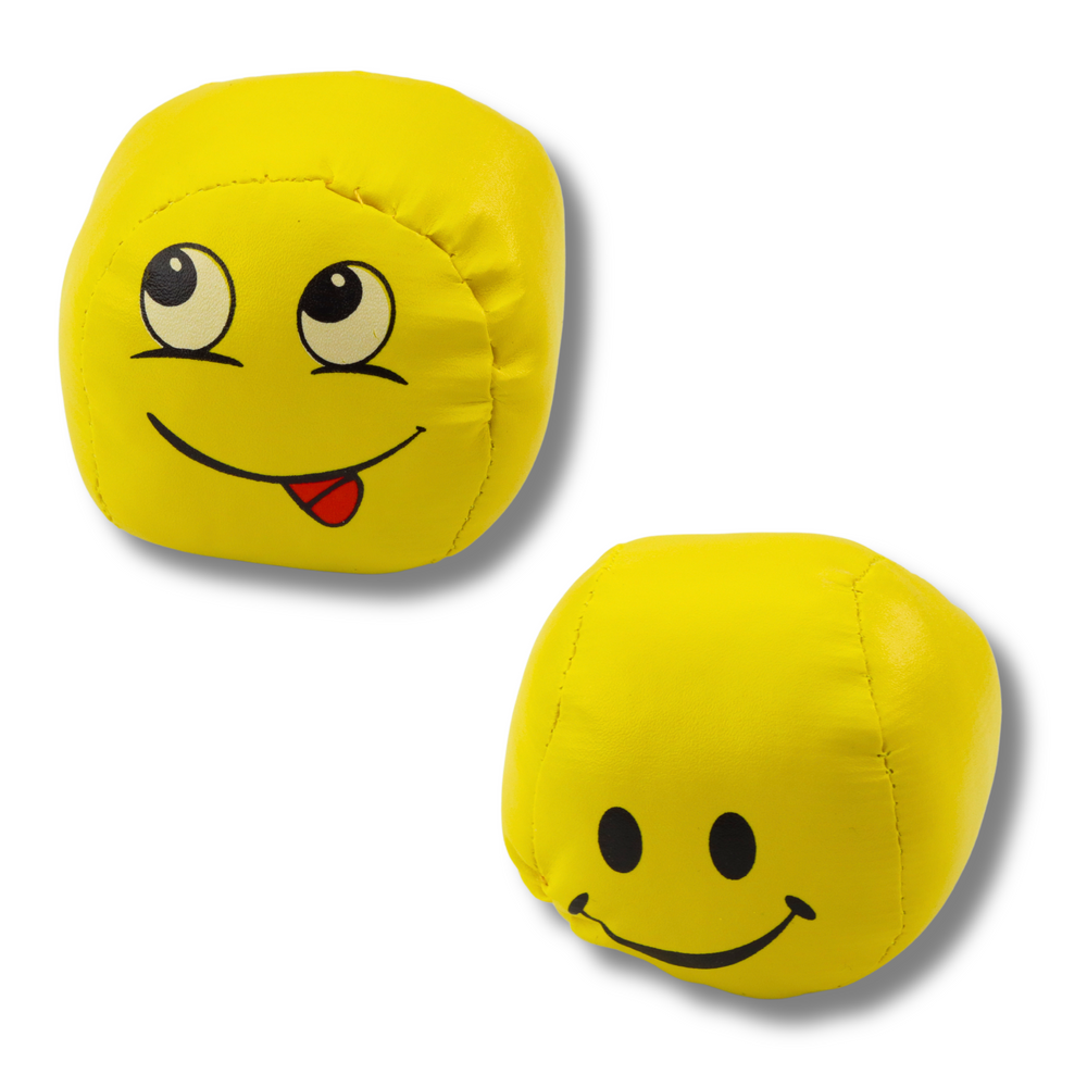 Set mingi sport moi, emoticoane galbene, 7 cm, 6 bucati, Lean 24350