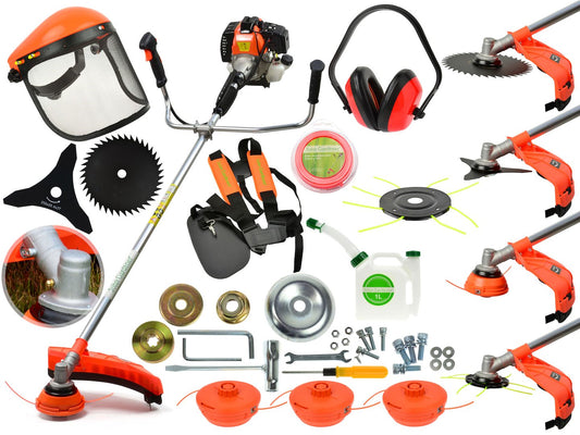 Kit pentru gradina, motocoasa pe benzina John Gardener, 49.7 cm3 , 8 accesorii, G81061