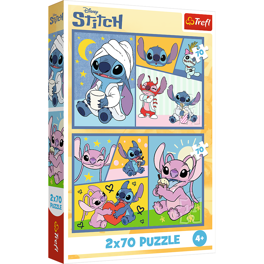 Puzzle pentru copii Lilo & Stitch, Nu exista plictiseala cu Stitch, 2 x 70 piese, Lean 26364