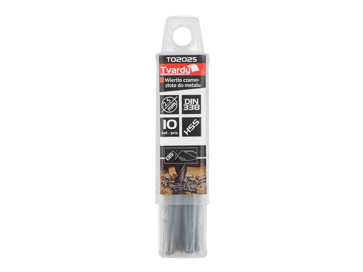 Set burghie HSS pentru metal, 2.50 mm, 10 bucati, Tvardy T02025