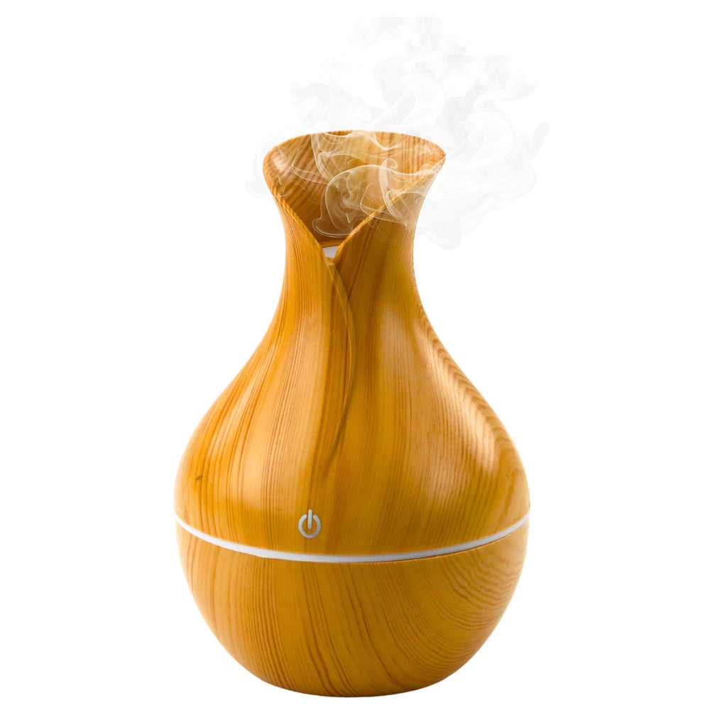 Umidificator de aer cu difuzor aromaterapie, imitatie lemn, 130 ml, Lean 26784