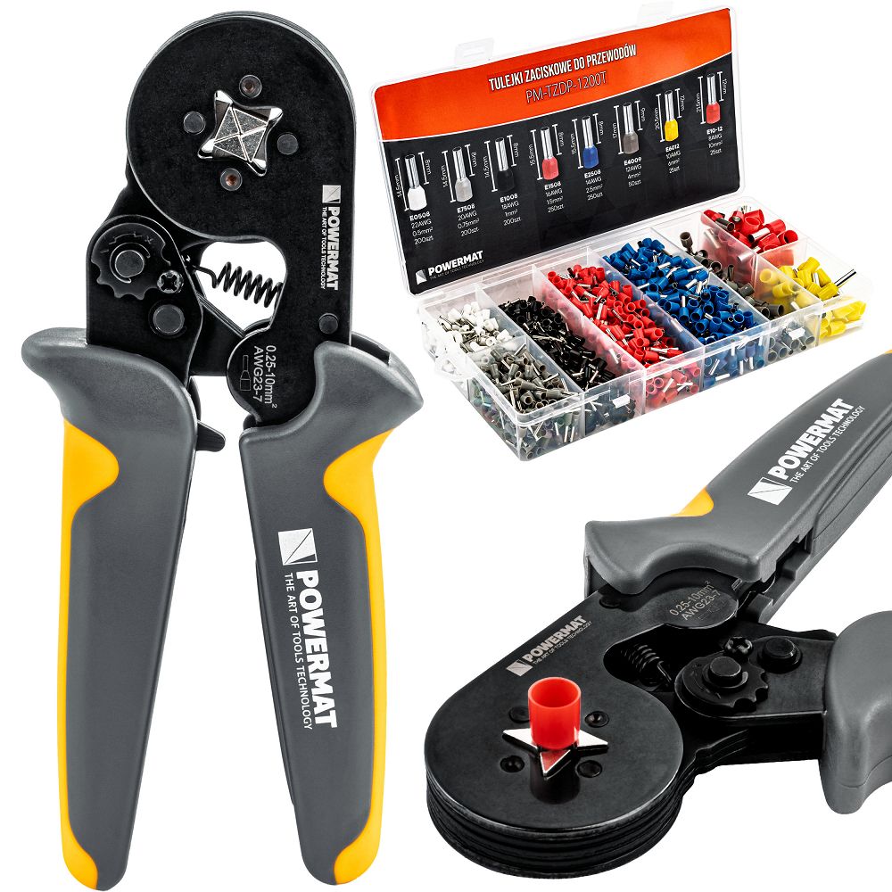 Set cleste pentru sertizare cu mansoane PM-ZDTK-175T, 1200 bucati, Powermat PM1408