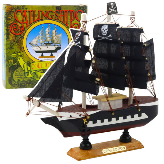 Macheta in miniatura nava de pirati din lemn, 20 x 20 x 4 cm, Lean 22571