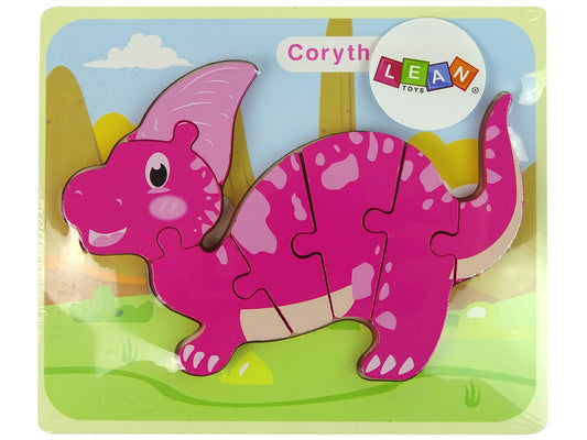 Puzzle interactiv din lemn cu dinozaur roz, Lean 10344