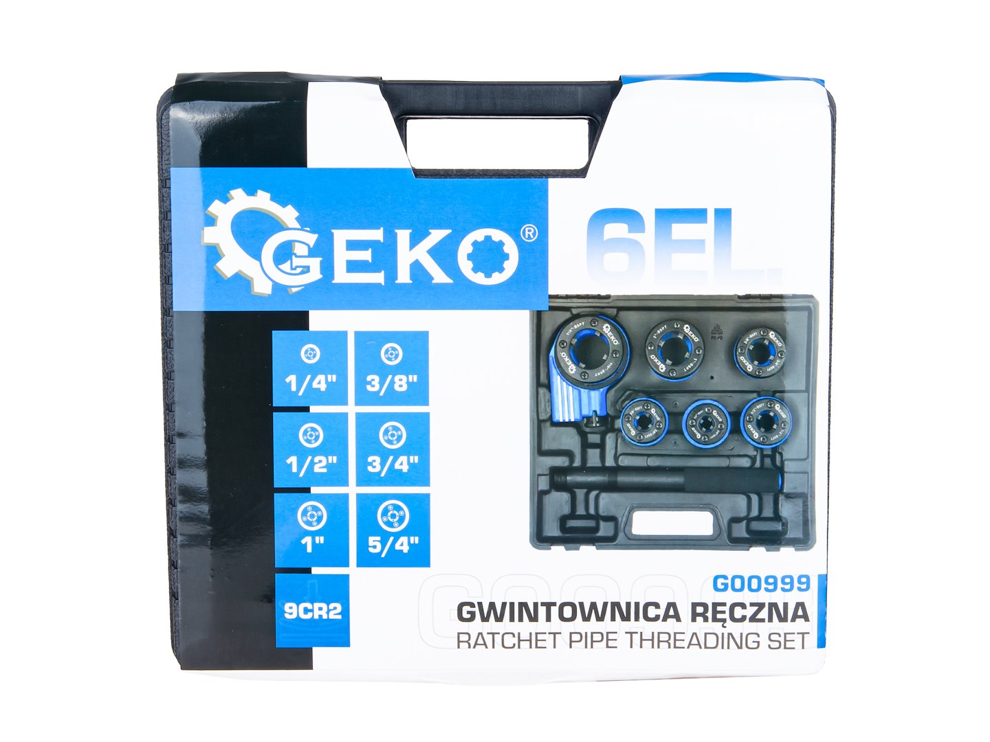 Set dispozitiv manual de infiletat tevi, 1/4"-5/4", 6 bucati, Geko G00999