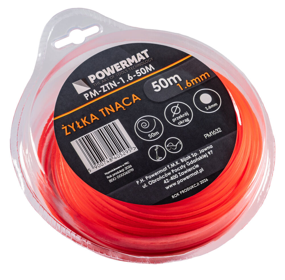 Fir rotund pentru motocoasa PM-ZTN-1.6-50M, 50 m, Powermat PM1632