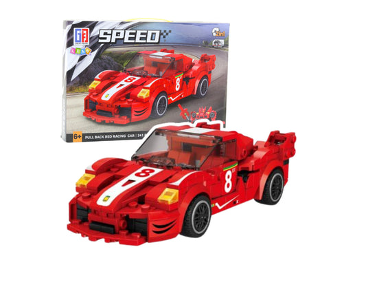 Set de constructie 2 in 1 masina de curse si robot, rosu, 19 x 9 x 5.5 cm, 341 piese, Lean 23577