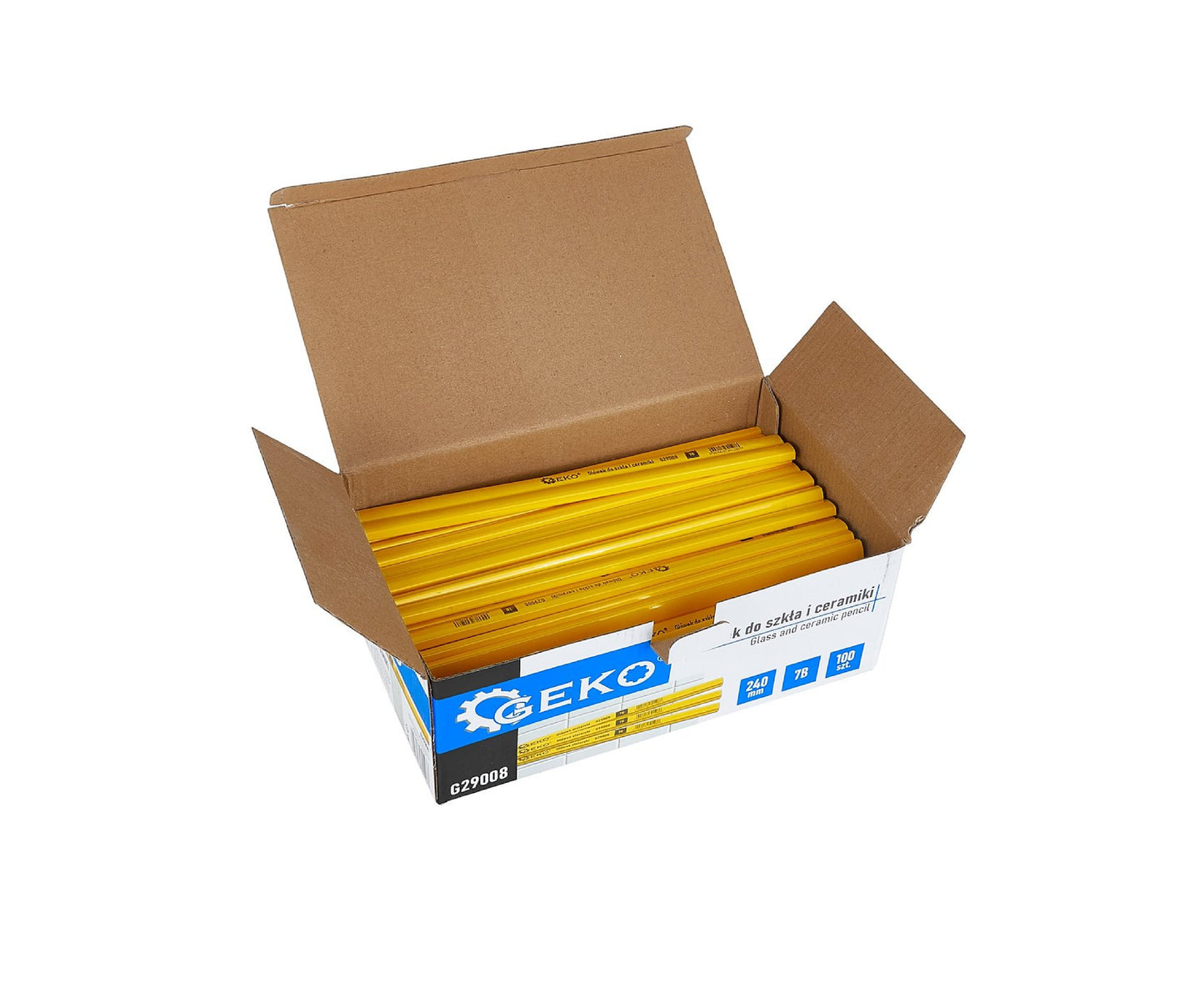 Set creioane de tamplarie pentru sticla si ceramica, 7B, 240 mm, 100 bucati, Geko G29008