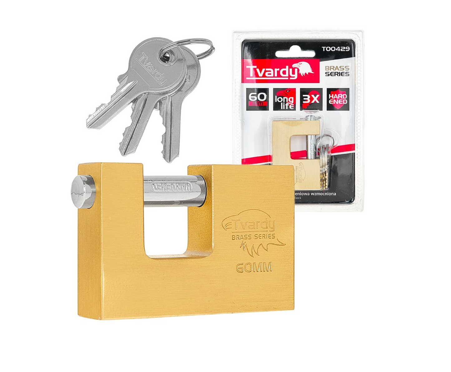 Lacat din alama ranforsat Brass Line, 60 mm, Tvardy T00429