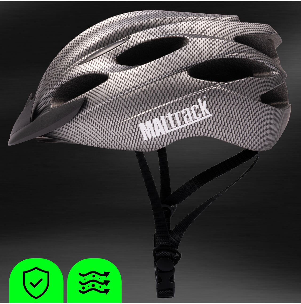 Casca de bicicleta sport pentru adulti, 58-61 cm, gri, MalTrack 112823