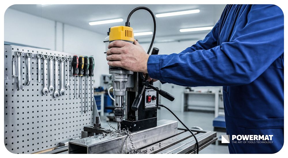 Statie de gaurit verticala cu magnet PM-WM-1500M, 1500 W, Powermat PM1456