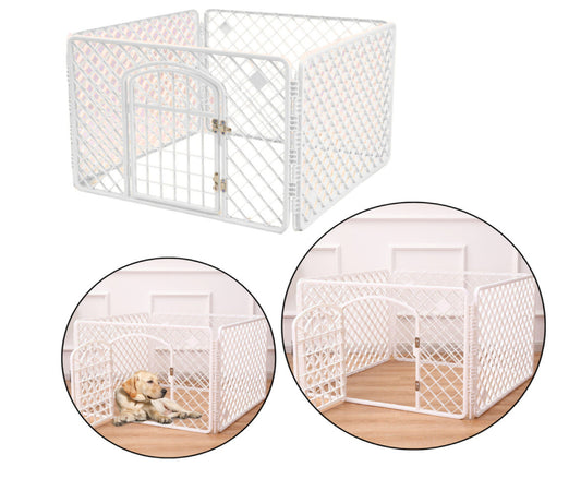 Tarc pliabil pentru caini si pisici, 90 x 60 x 60 cm, alb, Lean 13878