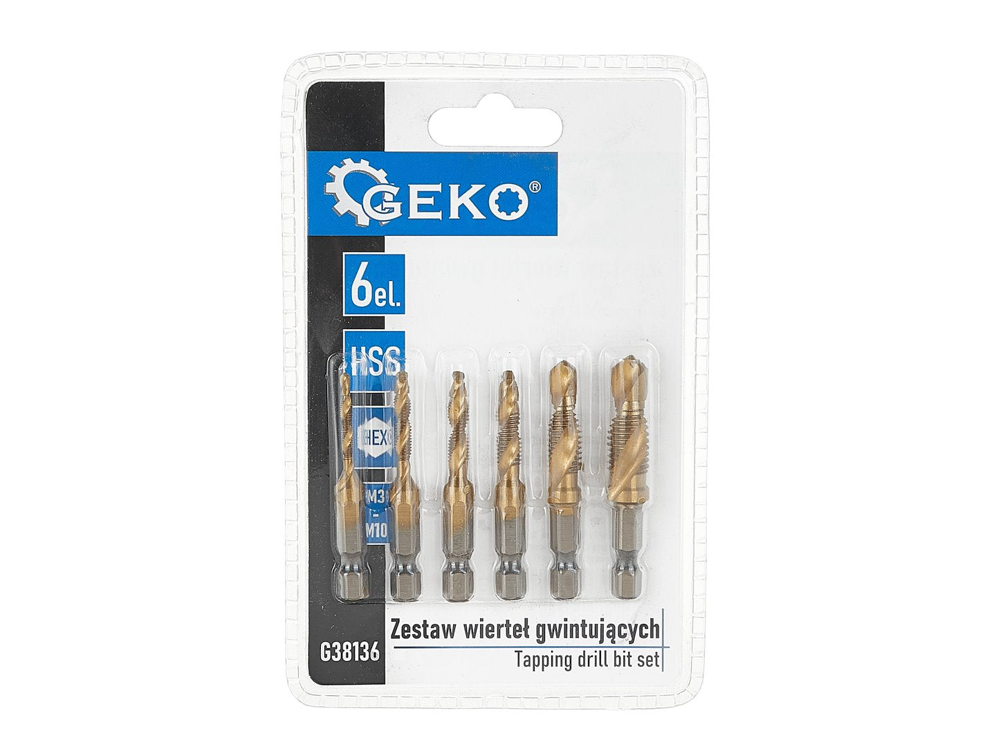 Set burghie HSS HEX M3-M10, 6 bucati, Geko G38136