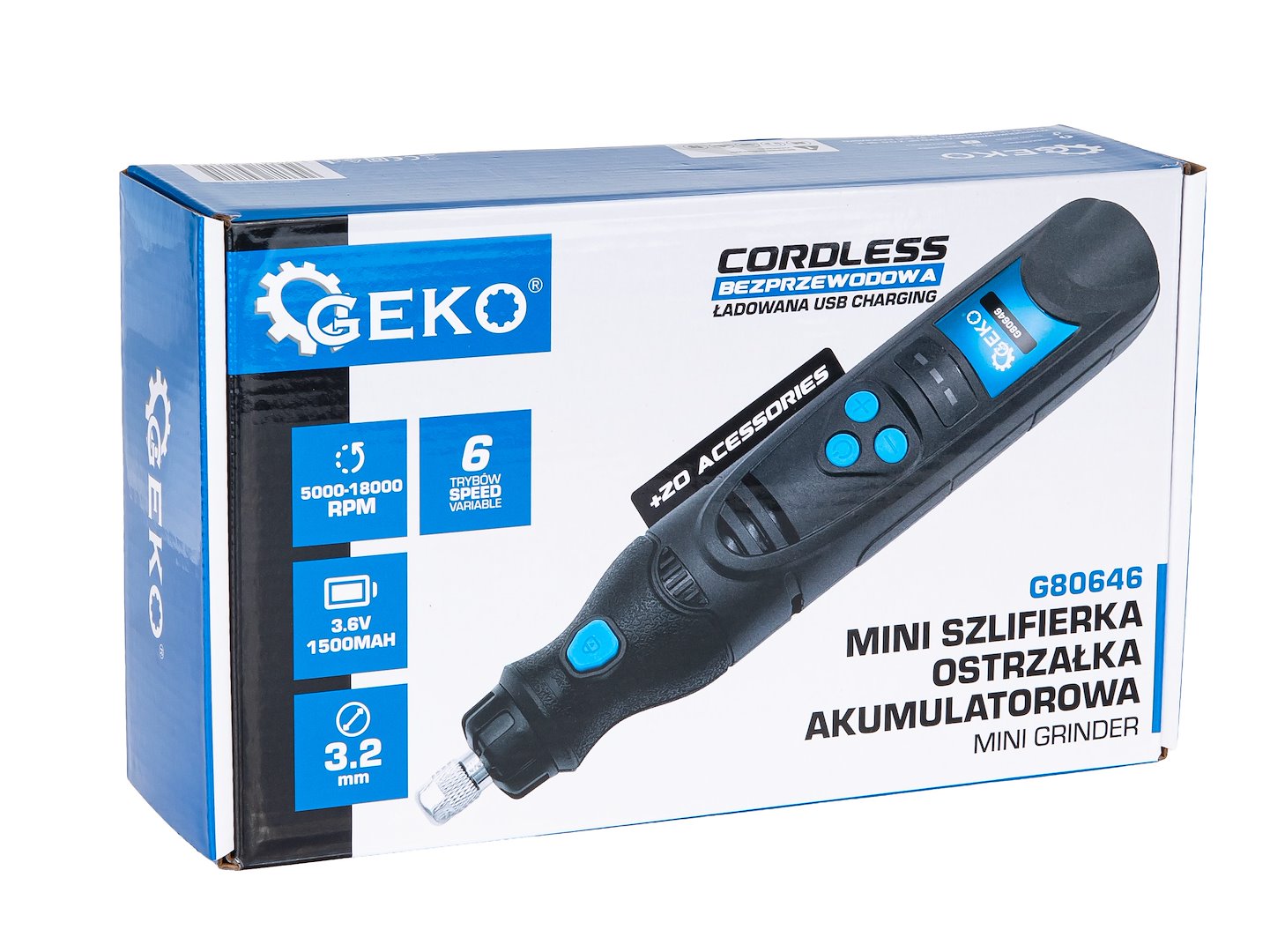 Mini polizor drept cu acumulator cu turatie reglabila, 3.6 V, Geko G80646