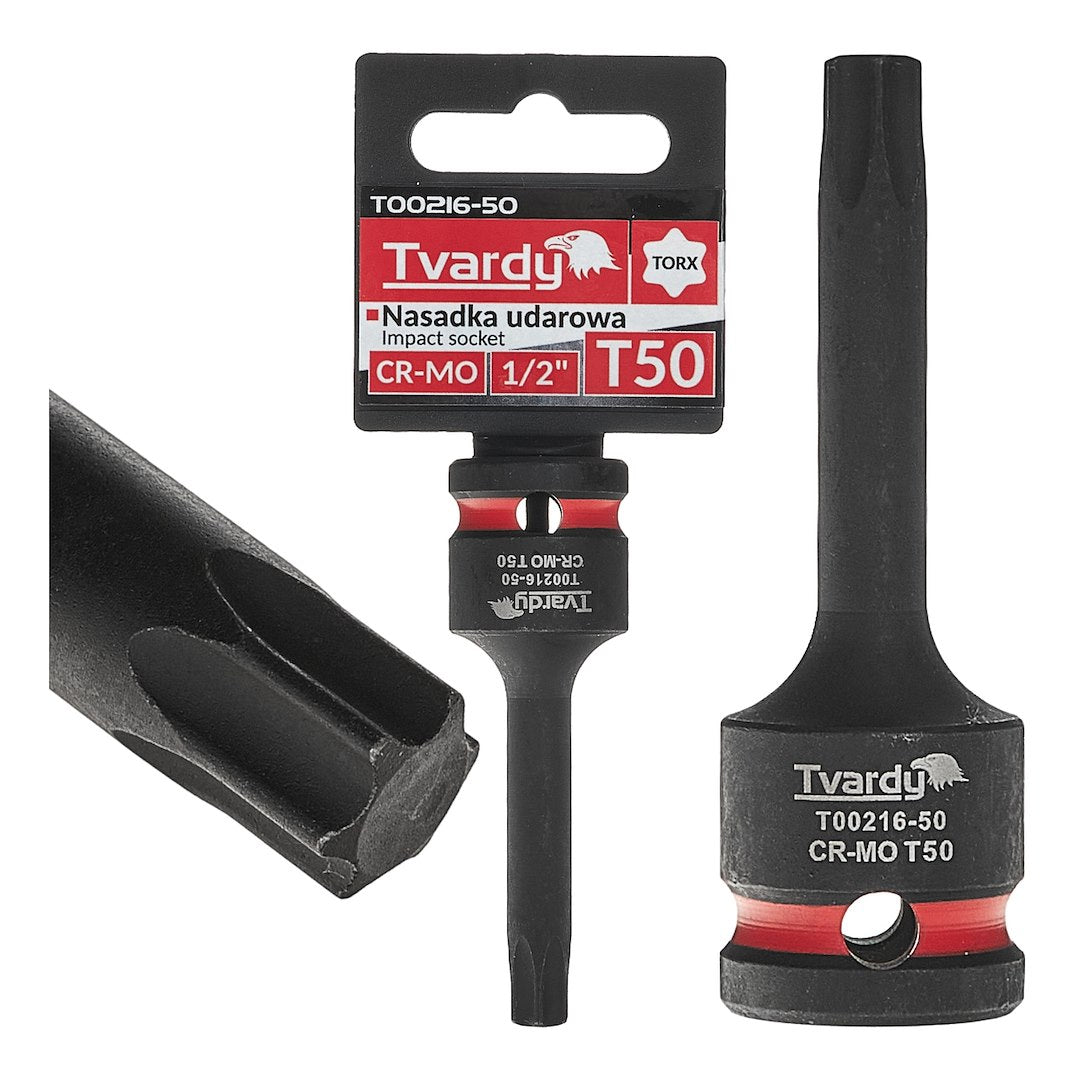 Cheie tubulara de impact TORX 1 / 2", T50, Cr-Mo, Tvardy T00216-50