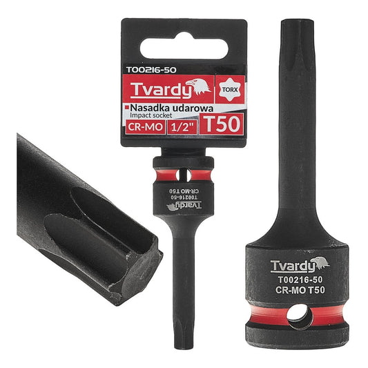 Cheie tubulara de impact TORX 1 / 2", T50, Cr-Mo, Tvardy T00216-50