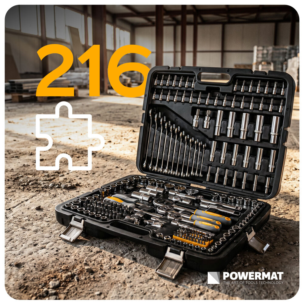 Trusa chei si biti PM-ZKNB-216SU-PRO, 1/2" | 1/4" | 3/8", 216 bucati, Powermat PM1613