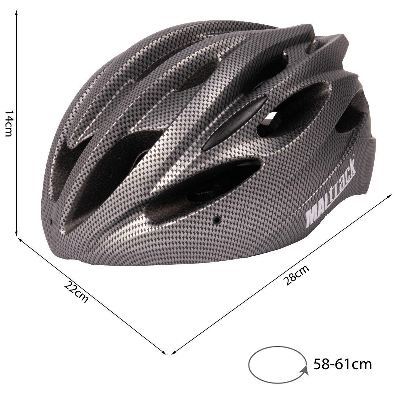 Casca de bicicleta sport pentru adulti, 58-61 cm, gri, MalTrack 112823