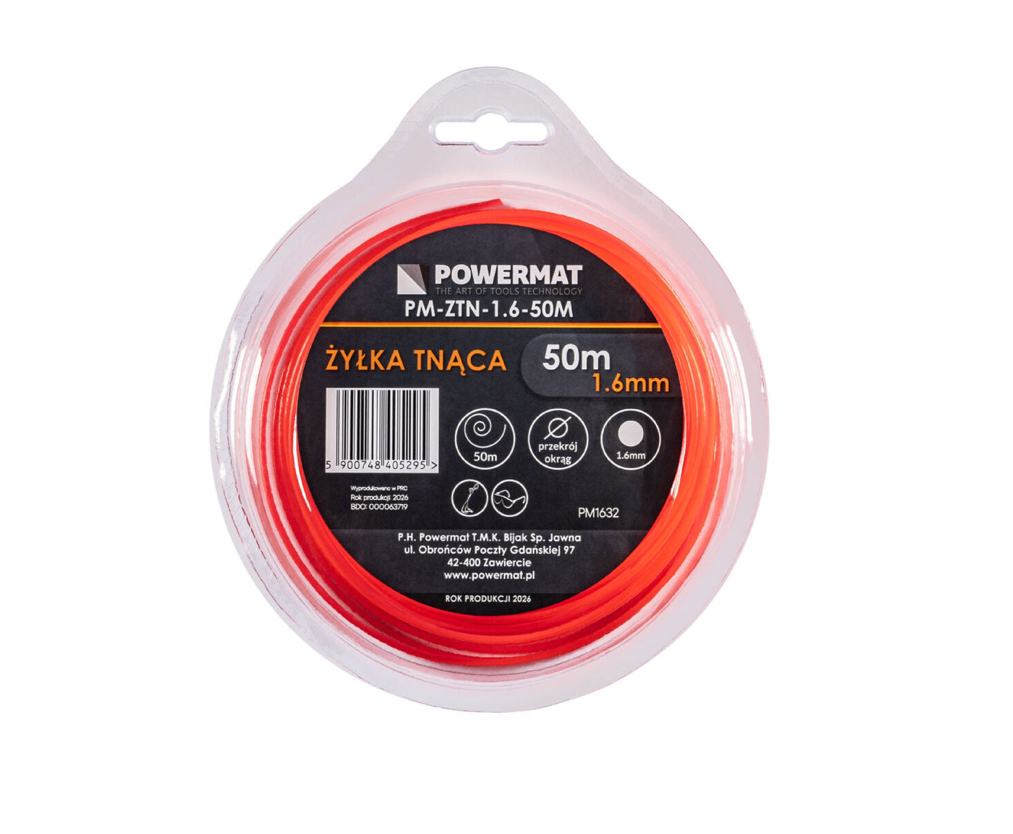 Fir rotund pentru motocoasa PM-ZTN-1.6-50M, 50 m, Powermat PM1632