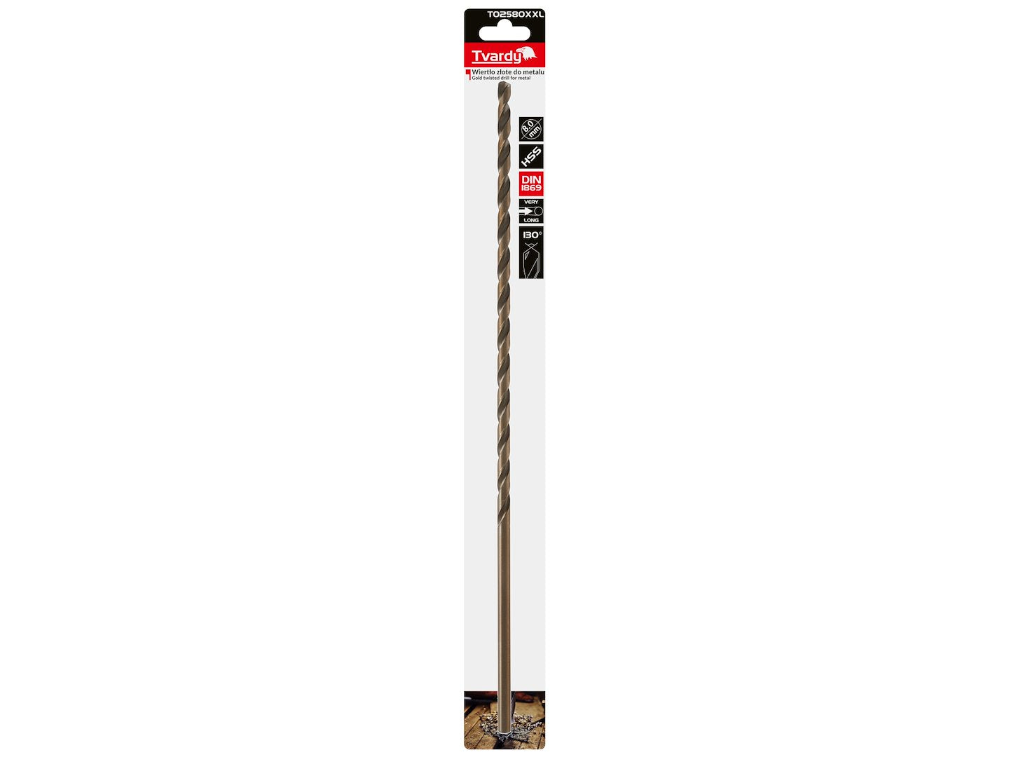 Burghiu HSS pentru metal, 8 x 390 mm DIN1869, Tvardy T02580XXL