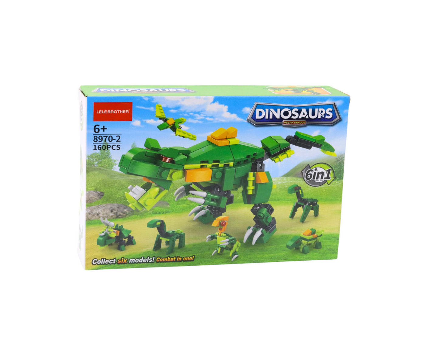 Set de constructie cu dinozauri, 21 x 15 x 15 cm, 160 piese, Lean 20963