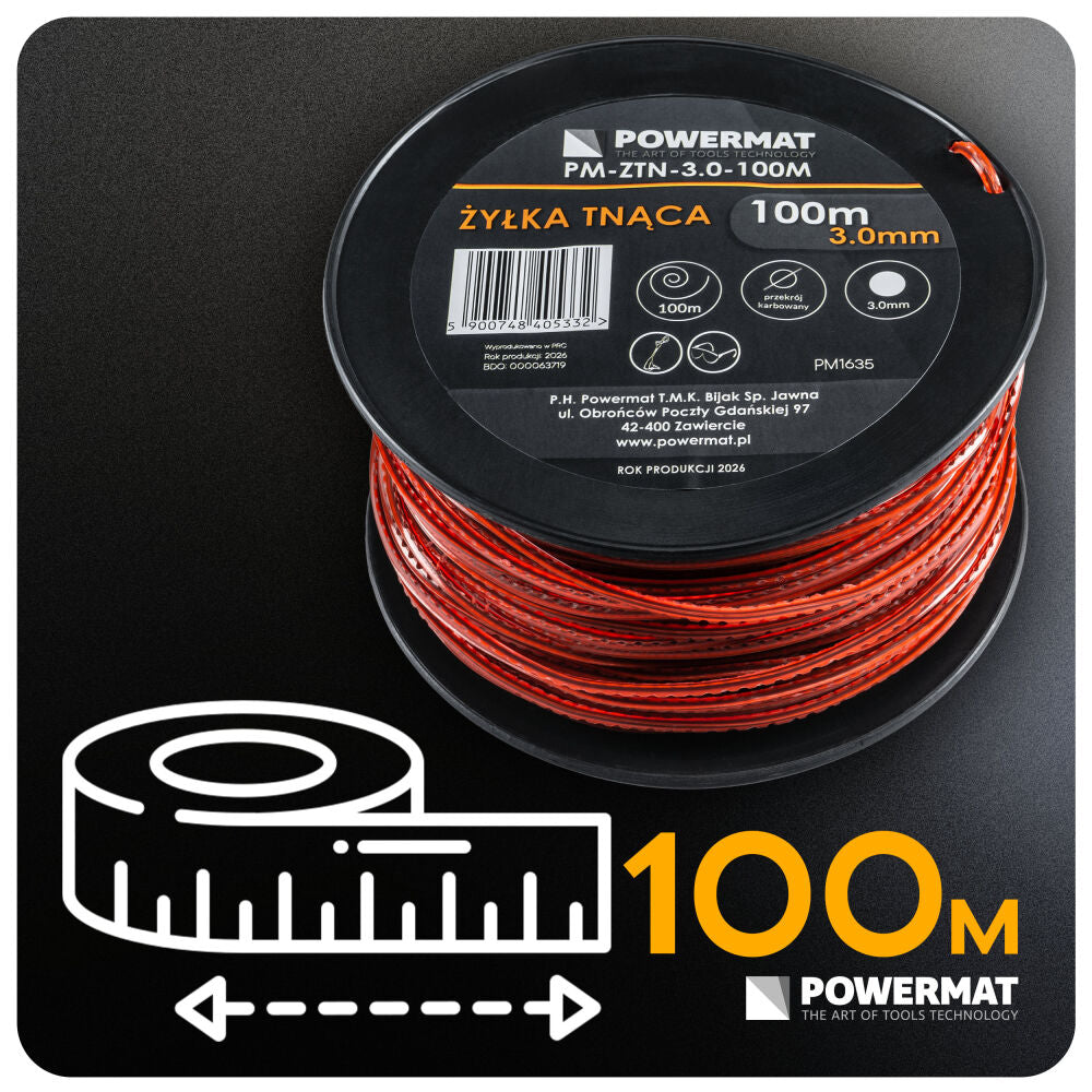 Fir patrat pentru motocoasa PM-ZTN-3.0-100M, 100 m, Powermat PM1635