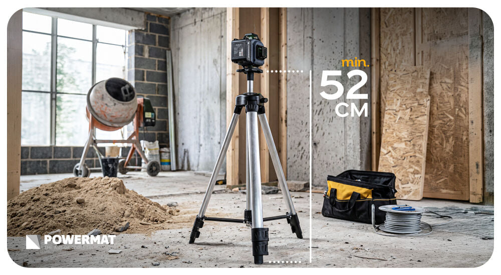 Trepied pentru nivela laser PM-SPLK-1.5M, 52–150 cm, Powermat PM1586