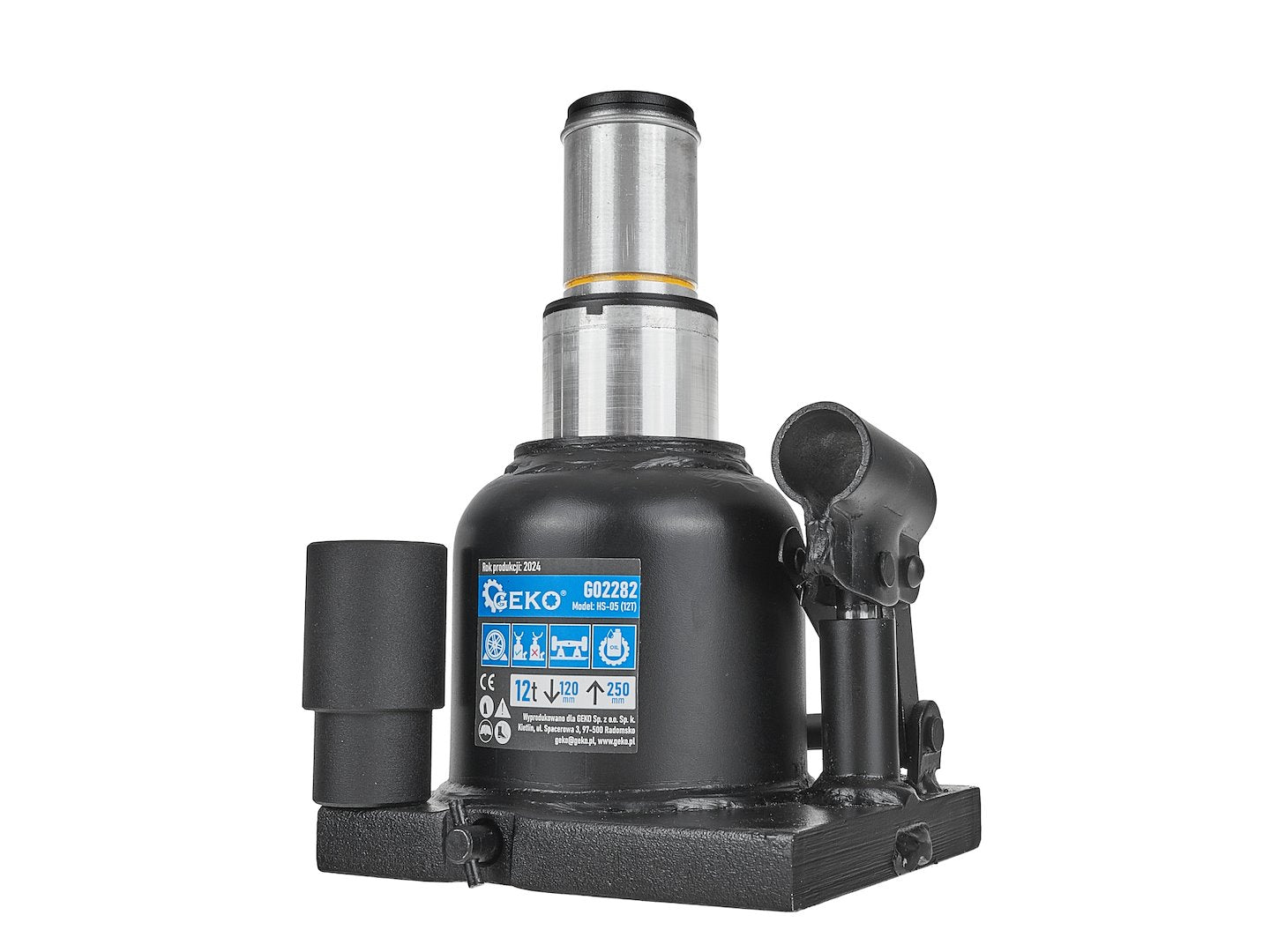 Cric hidraulic in 2 trepte cu profil redus, 12 T, Geko G02282