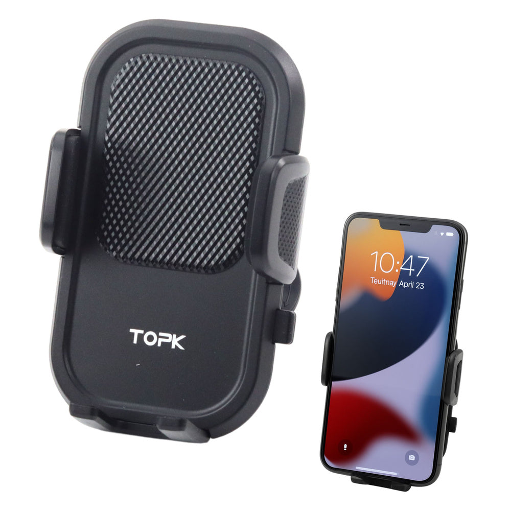 Suport auto pentru telefon Topk cu brate reglabile, 10,7 × 13,4 cm, Lean 24865