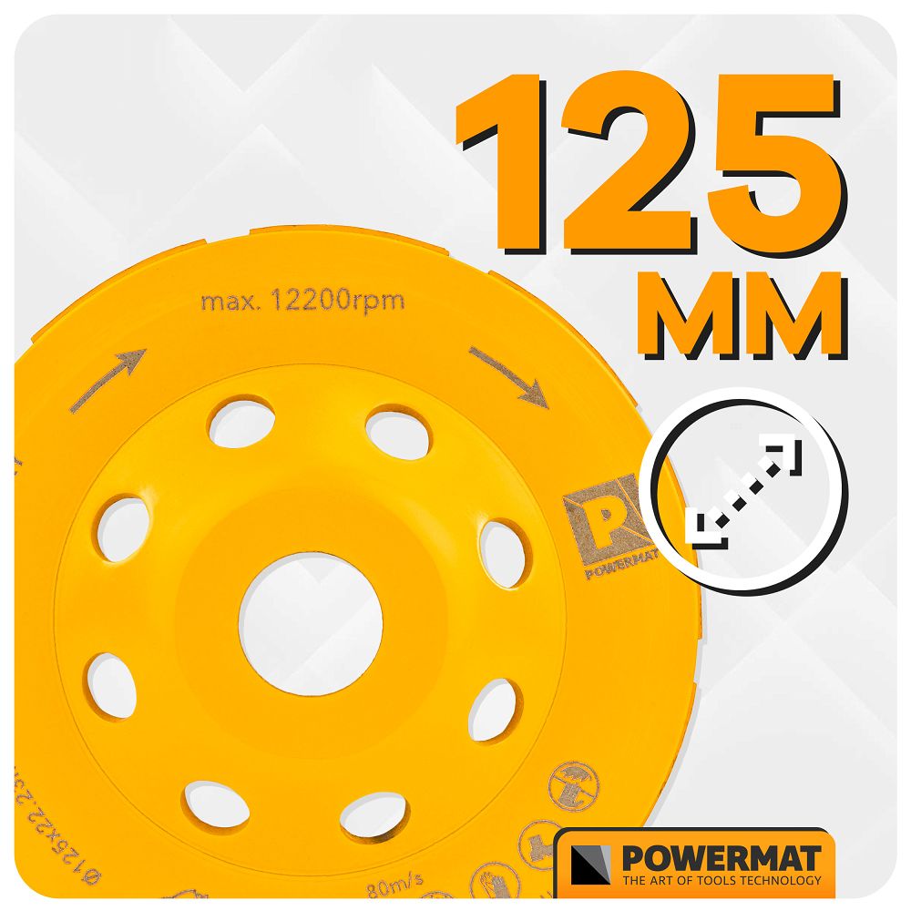 Disc diamantat pentru slefuit PM-DTG-1253T, 125 mm, Powermat PM1419