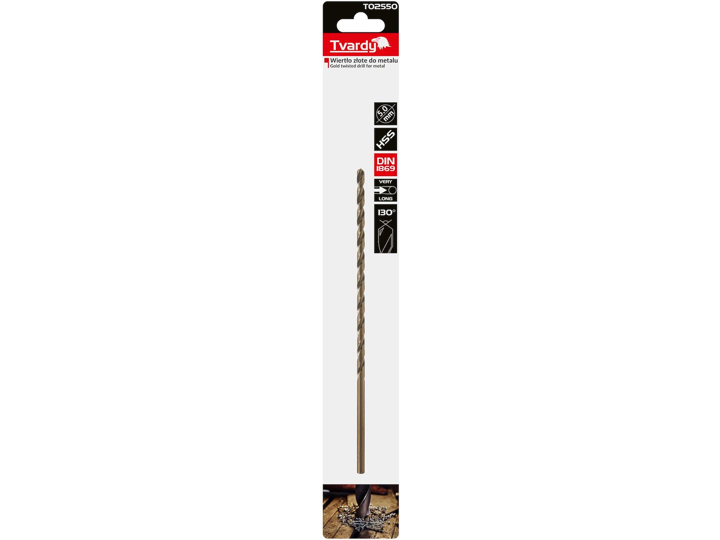 Burghiu HSS pentru  metal 5 x 195 mm DIN1869, Tvardy T02550