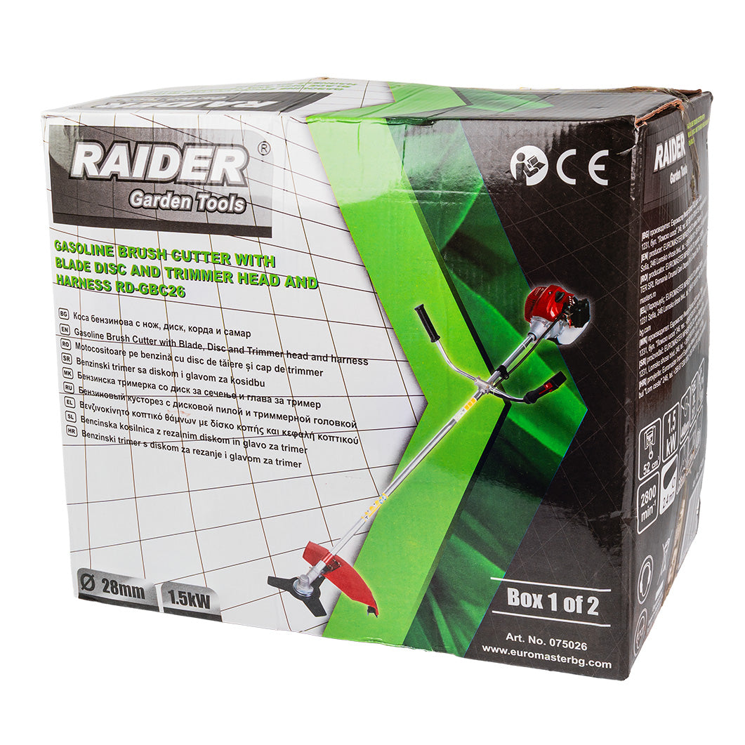 Motocoasa pe benzina RD-GBC26 2K cu accesorii, 1.5 kW, 28 mm, Raider 075026