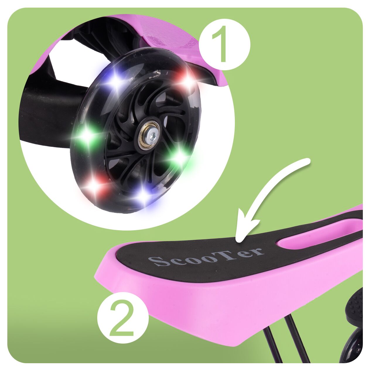 Trotineta cu 3 roti cu scaun si cos Ladybug, roz, MalPlay 111337