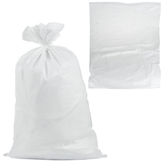 Set saci tesuti din polipropilena, 80 x 125 cm, capacitate 80 kg, alb, 100 bucati, Geko G71985A