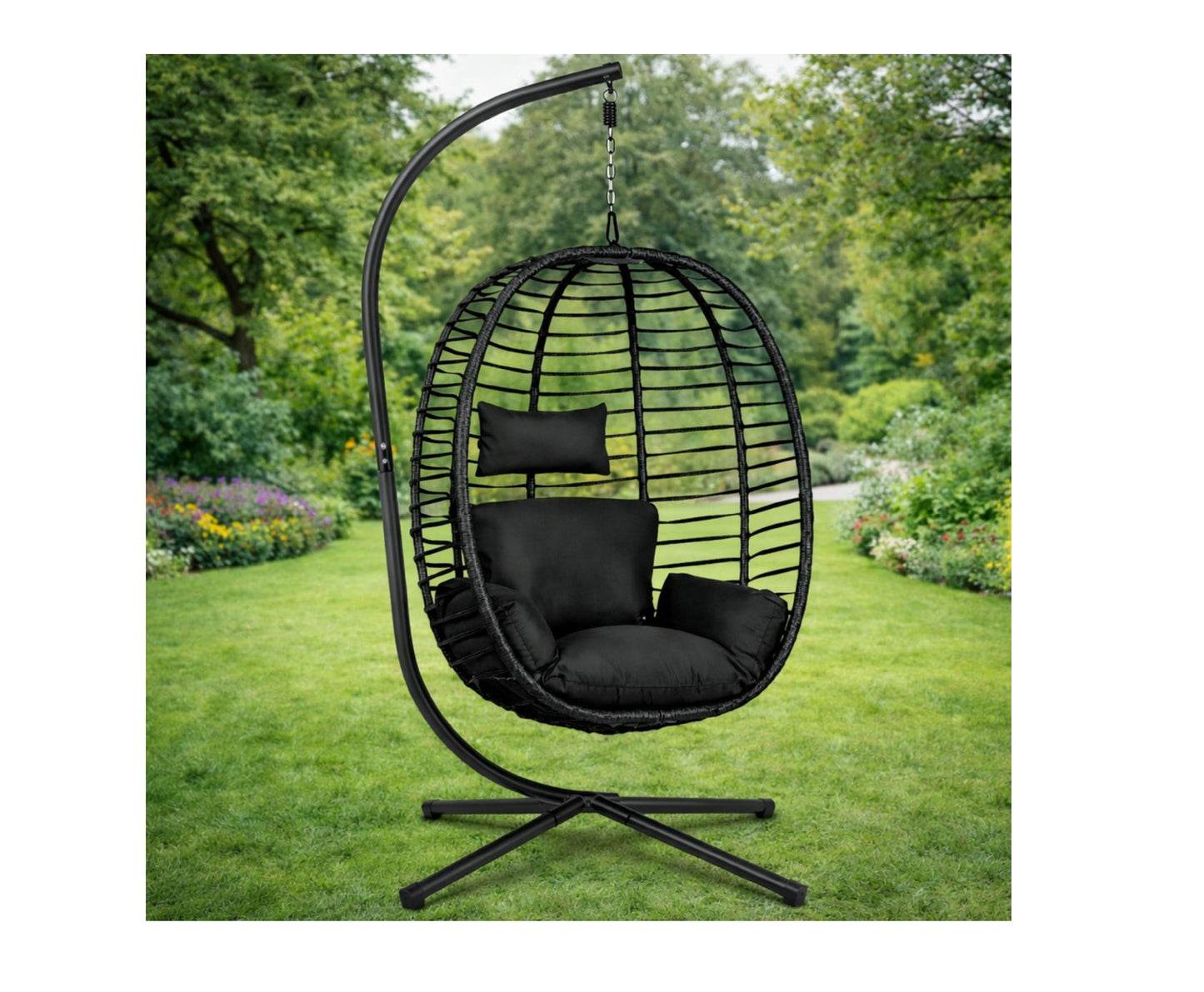 Balansoar suspendat de gradina Cocoon, negru, 194 cm, Lean 30646