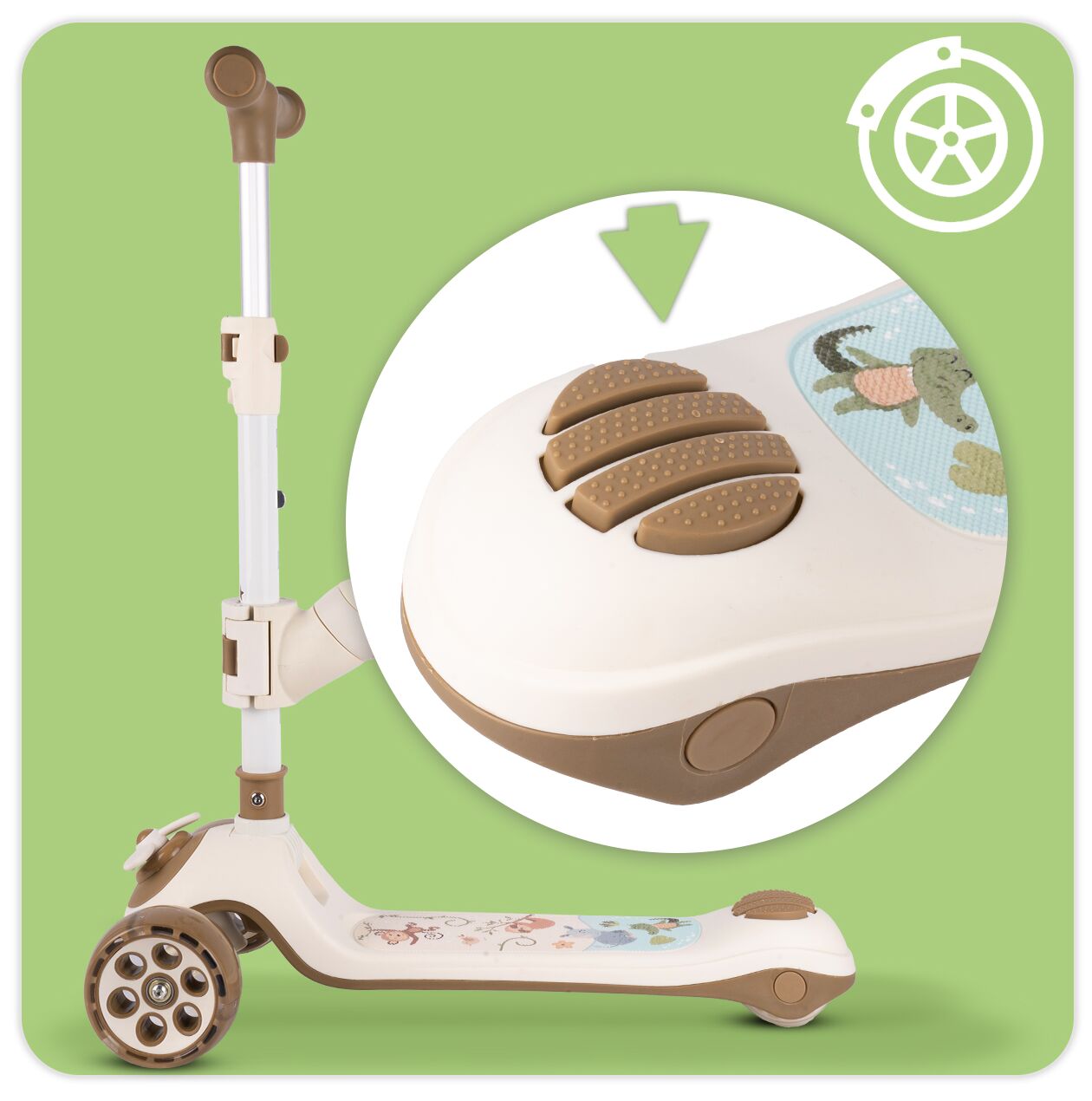 Trotineta pliabila cu 3 roti 3 in 1, bej, MalPlay 112330