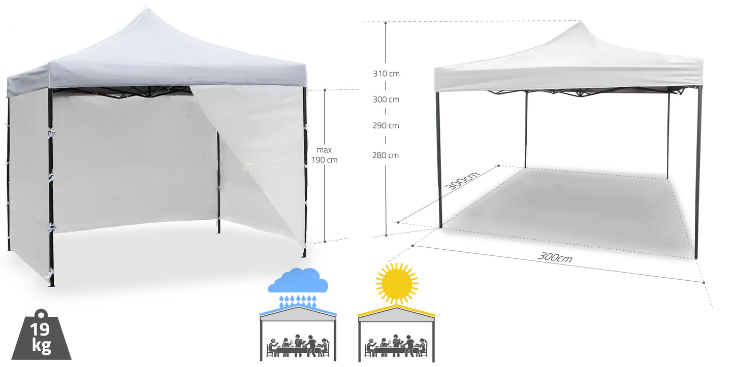 Cort de gradina pavilion, 3 x 3 x 3.1 m, alb, MalTec 112814