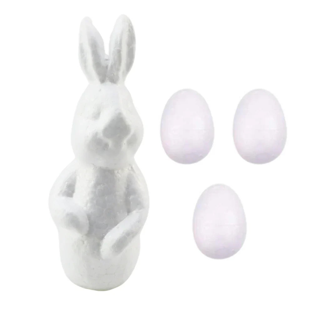 Set pictura decoratiuni Paste, iepure 15 cm, oua 5 cm, 4 culori, pensula, Lean 21353
