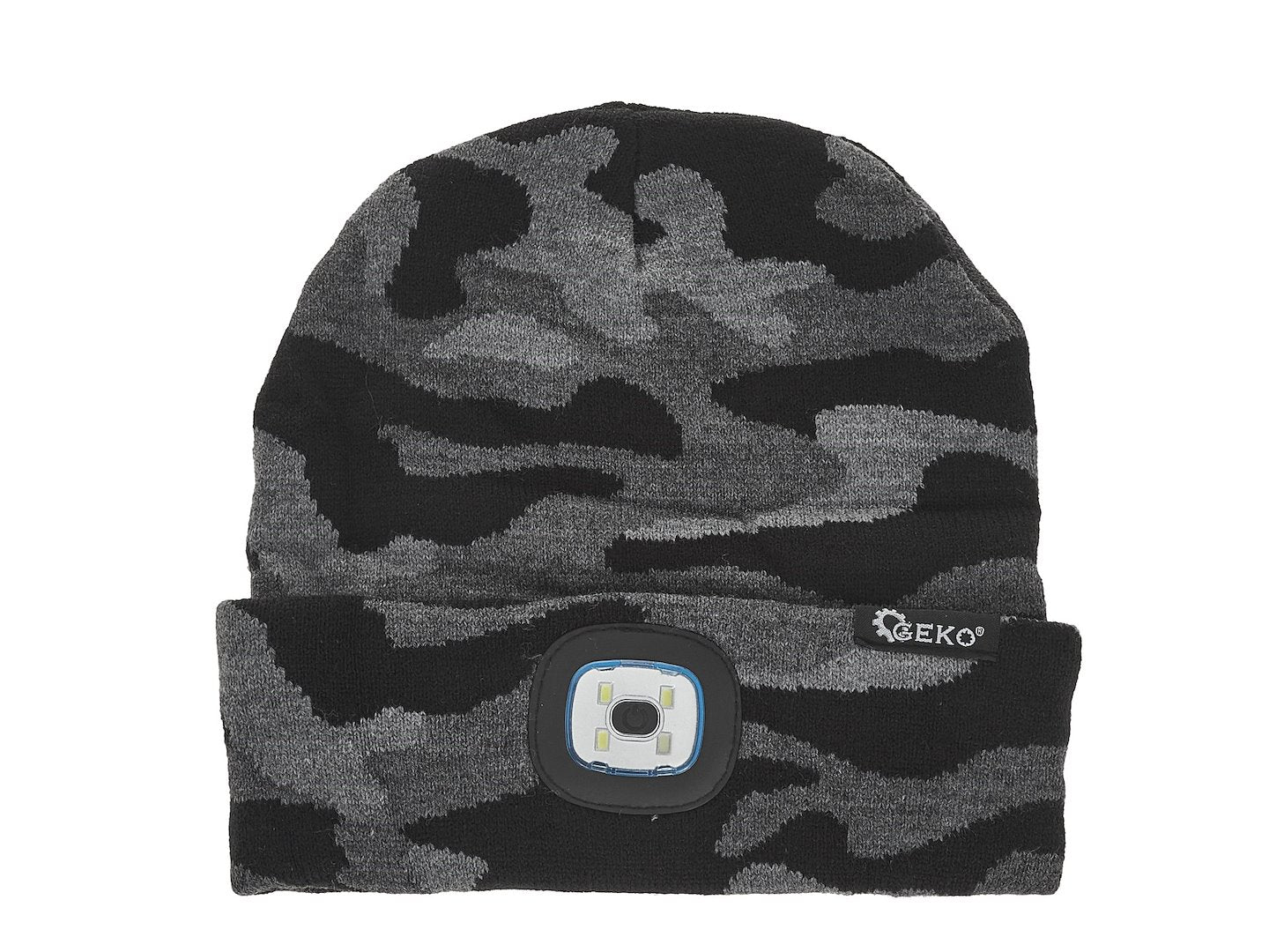 Caciula de iarna cu lanterna LED reincarcabila, camuflaj, Geko G90411