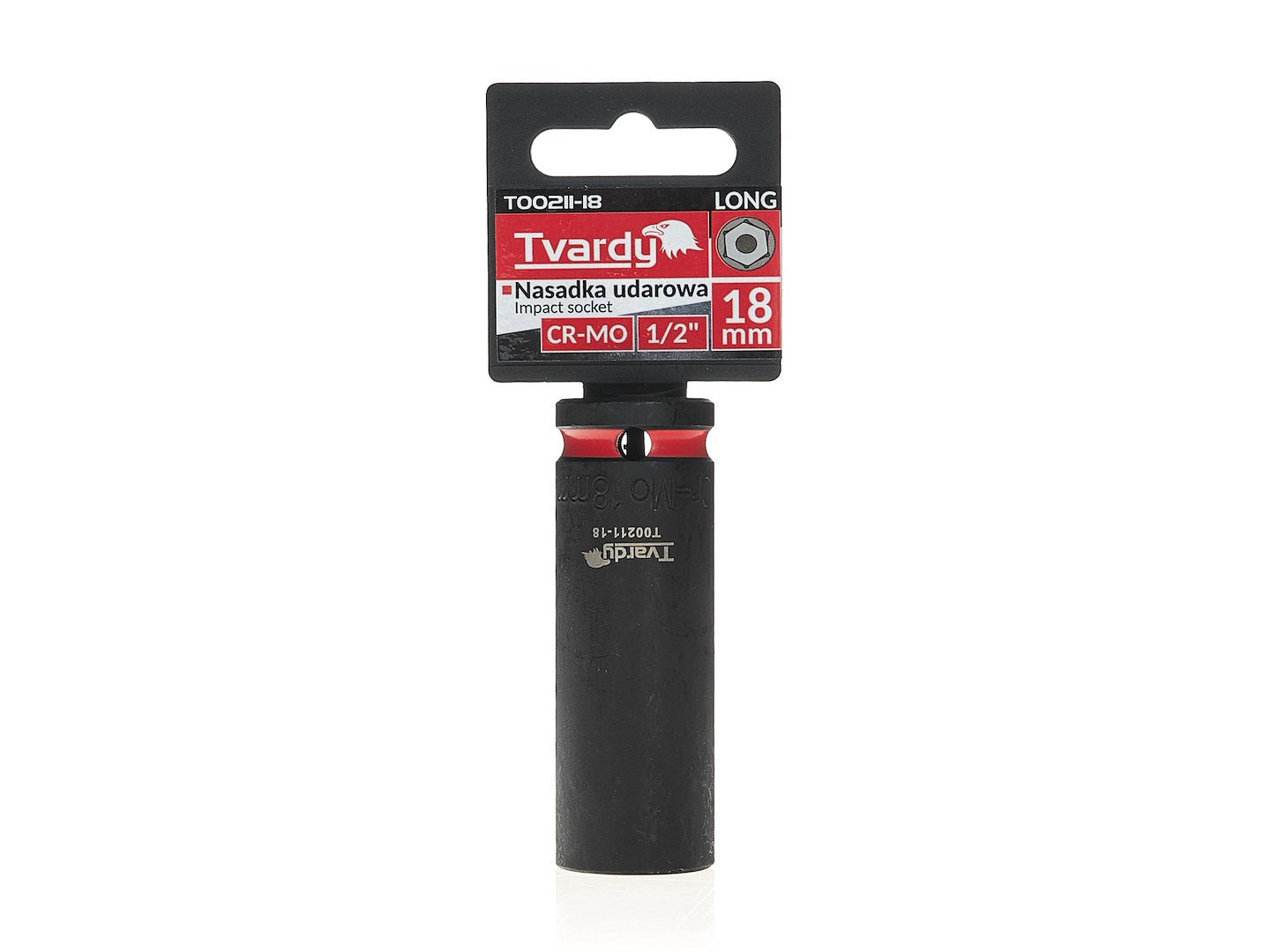Cheie tubulara de impact lunga in 6 puncte 1 / 2", 18 mm, Cr-Mo, Tvardy T00211-18